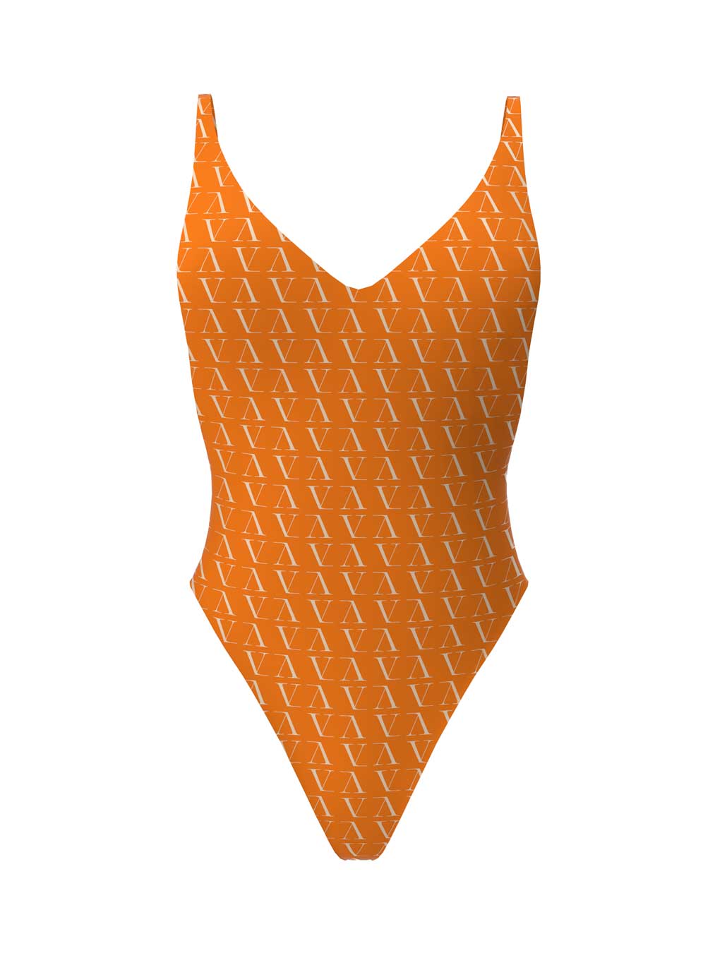 בגד-ים-שלם-כתום-לבן